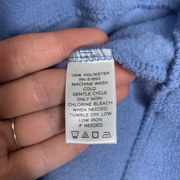 QVC Jacket Coat Fleece Button Front Coneflower Blue Cream Pockets Women's Size L - Picture 4 of 6